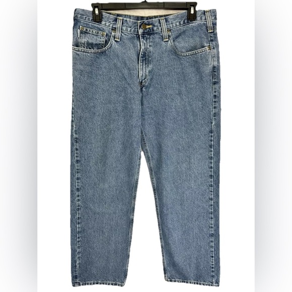 Carhartt Jeans Mens 38x30 Blue Relaxed Fit Denim Workwear 100% Cotton B460DPS - Picture 1 of 7